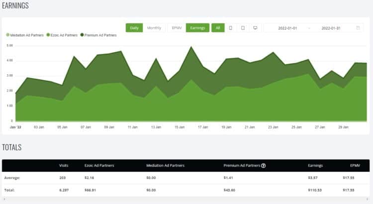 January 2022 Niche Site Income Report ($605) 2