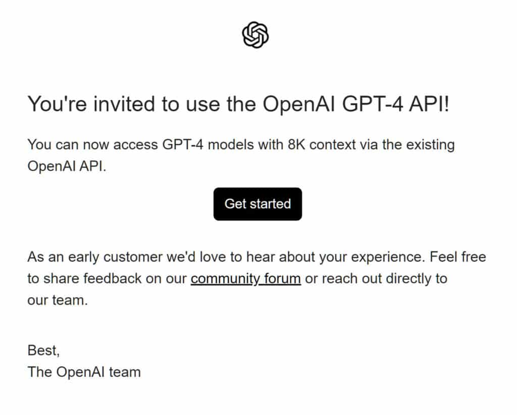 Open AI's Waiting List for GPT-4 Email